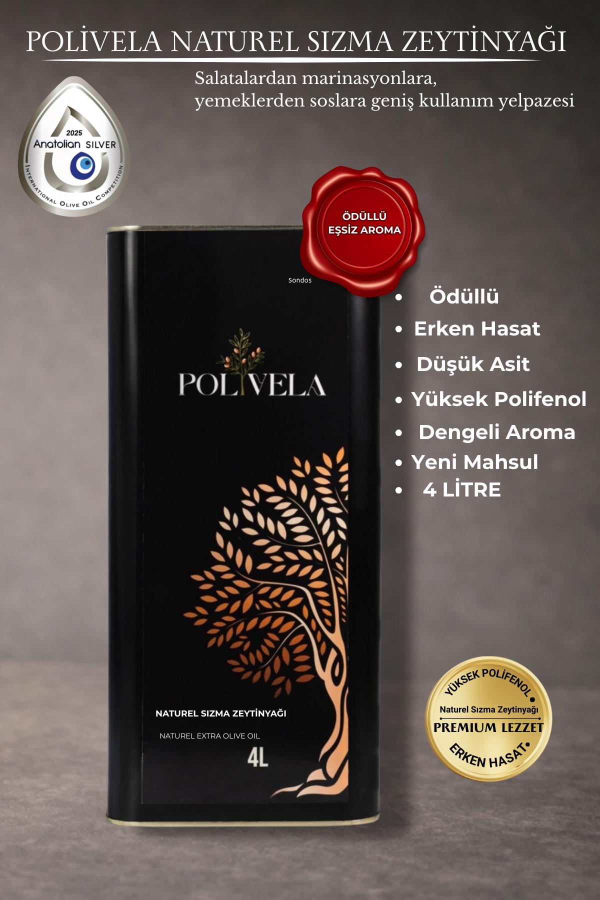 Polivela Natürel Sızma Zeytinyağı - 4 Lt - Görsel 6